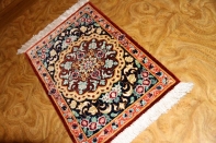 ミニシルクペルシャカーペット手織りクム20769