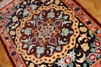 ミニシルクペルシャカーペット手織りクム20769