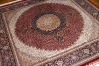 正方形リビングペルシヤ絨毯タブリズ赤色75155