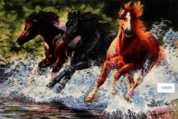 タブリズの馬のピクチャー手織りペルシャ55350