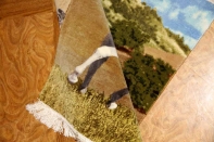 白馬絨毯、ペルシャ絨毯タブリーズピクチャー模様55357