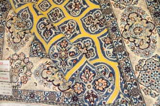 高級ペルシャ絨毯ナインゴンバディデザイン珍しい黄色2384481