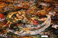 ペルシャ絨毯のタブリーズ珍しいピクチャー模様55355