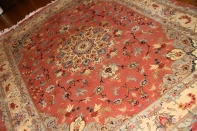 手織りペルシャ絨毯タブリーズラグピンク色55479