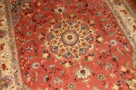 手織りペルシャ絨毯タブリーズラグピンク色55479