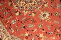 手織りペルシャ絨毯タブリーズラグピンク色55479
