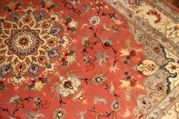 手織りペルシャ絨毯タブリーズラグピンク色55479