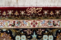 赤い色の玄関マットシルク手織りペルシャ絨毯クム56057