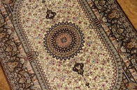 渋い色合いのシルク玄関マット手織りペルシャ絨毯56056