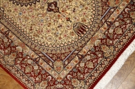 絹のラグマット手織りシルクペルシャ絨毯メダリオン56090