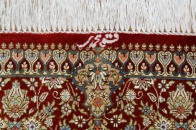 絹のラグマット手織りシルクペルシャ絨毯メダリオン56090