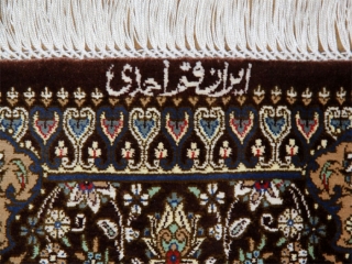 渋い色合いのシルク玄関マット手織りペルシャ絨毯56056